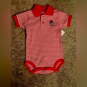 GA. Bulldogs Striped Polo Bodysuit